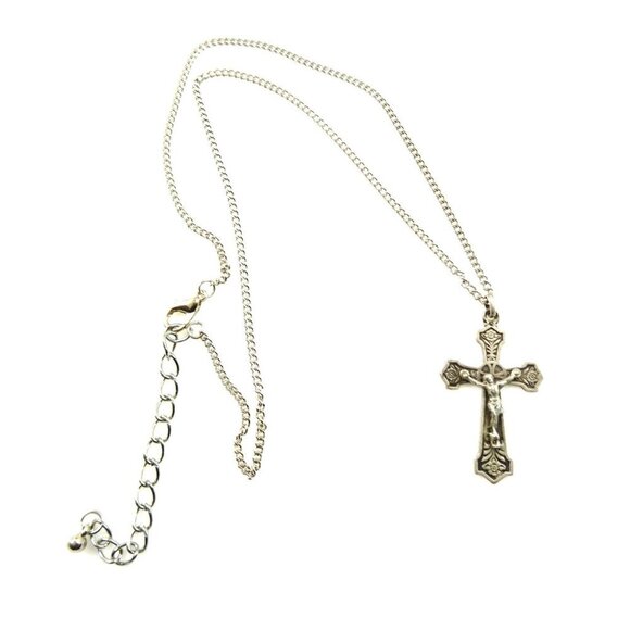 Rose Crucifix Cross Pendant on Chain Necklace - Picture 3 of 8